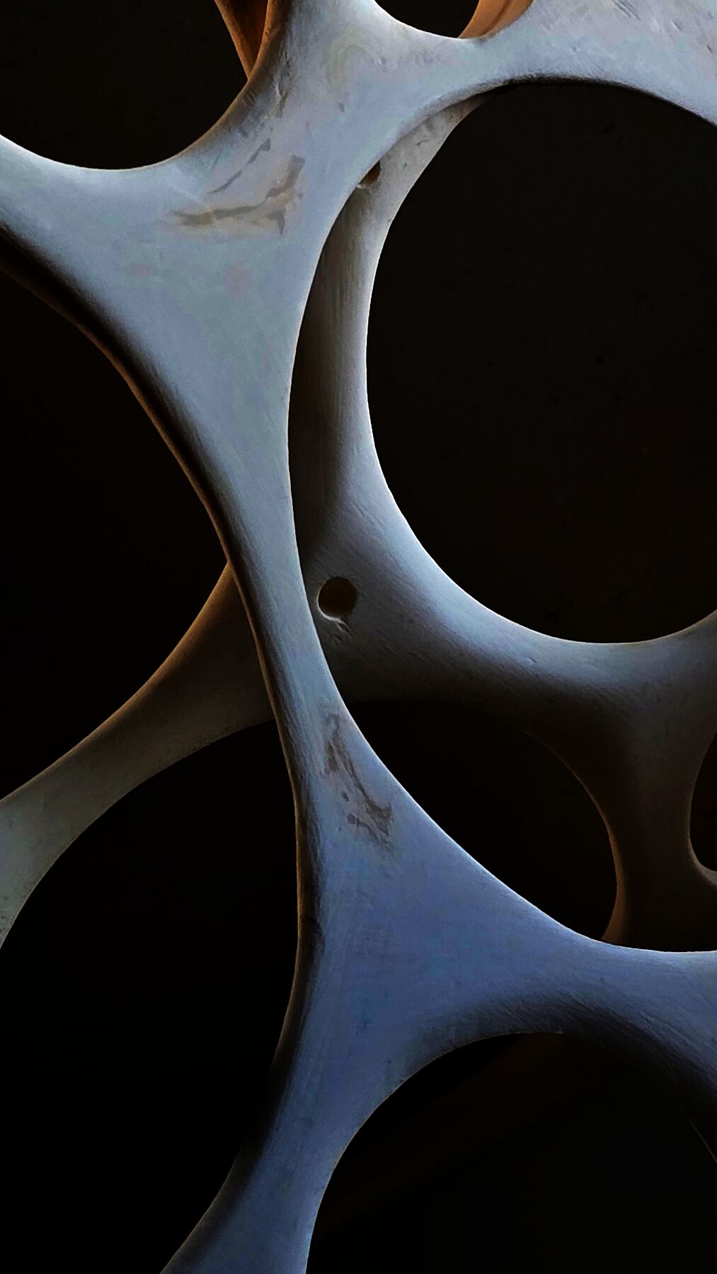 Abstract photographic print of intersecting circular forms with layered shadows and restrained blue-gray tones, from Ava Bock’s After the Divide series.