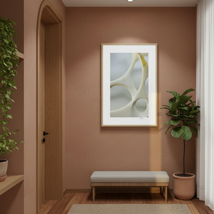 Light IV framed abstract photograph in a contemporary transitory space setting.