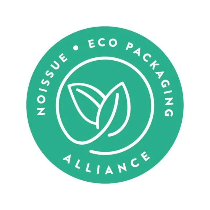 Logo of the Noissue Eco Packaging Alliance with a green circle and leaf symbol on a white background.